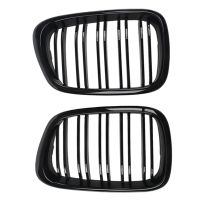 Glossy Black Front Hood Kidney Grille Grill Dual Line for E39 5-Series 525 528 1995-2004 51137005837 51137005838