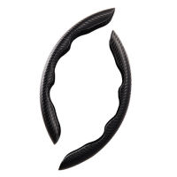 2PCS Universal Car Suede Steering Wheel Cover Handle Anti-Slip Protection Cover for Benz Jeep Dodge Etc