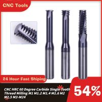 1pcs CNC HRC 60 องศาคาร์ไบด์ฟันเดี่ยวเกลียวมิลลิ่ง M1 M1.2 M1.4 M1.6 M2 M2.5 M3-M24 เครื่องตัดเกลียวคาร์ไบด์แข็ง