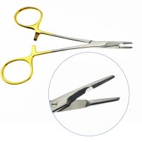 12.5Cm/14Cm Needle Holder With Scissors Multifunctional Needle Holder Insert With Scissors Gold Handle Clamp