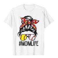 Womens Dy Mom Life Softball Baseball Mothers Day Messy Bun T-Shirt New Arrival Casual Tshirts Cotton Young Tops Tees Casual