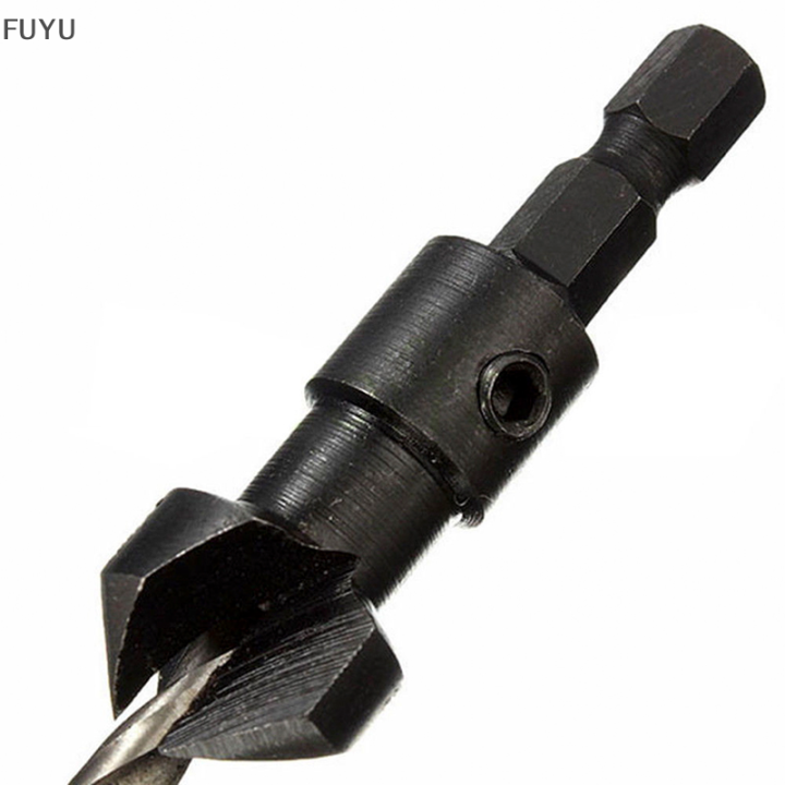 fuyu-4pcs-5ขลุ่ย-hss-countersink-เจาะบิตชุดงานไม้ช่างไม้เครื่องมือ6-12