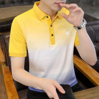 2021 Summer New Cotton POLO Shirt Mens Korean Fashion Shirt Gradient Ramp Casual Polo Shirt Men High Quality Tops Dropshipping