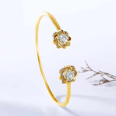 2023 Trend 6.5Mm 2Ct Moissanite Bangle Bracelet For Women Pure 925 Silver Gold Color Pass Diamond Test Certified Jewelry Female