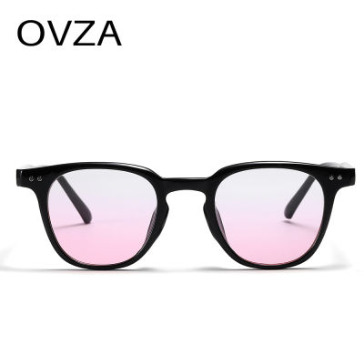 OVZA คลาสสิกสี่เหลี่ยมผืนผ้าอาทิตย์แว่นตาสำหรับผู้ชายไล่โทนสีสีชมพูแว่นตาผู้หญิงเลียนแบบบลัชออเลนส์ S006