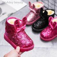 【hot】✽  ботинки для девочки Boot Fashion Sequin Snow Non-slip Warm kid Shoe Cotton Kids Ankle