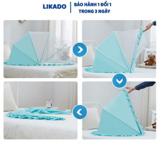 New likado màn chụp cho bé gấp gọn dùng cho giường cũi nôi tiện lợi xanh - ảnh sản phẩm 1