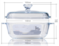 8001200ml Heat-resistant tempered glass bowl household transparent microwave oven with lid double ears steaming soup bowl