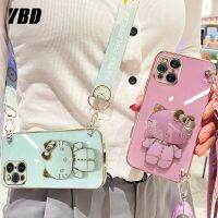 เคสโทรศัพท์กระจกแต่งหน้า YBD สำหรับออปโป้ไฟนด์ Find X6 Pro Find X5 Pro Find X3 Pro Hello Kitty Bracket เชือกยาวสำหรับการใช้ Srossbody