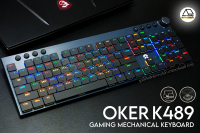 ?OKER K489 คีย์บอร์ดบลูสวิตช์ เสียงกดดัง สไตล์เรียบหรู ราคาดีที่สุด?  OKER K489 BLUESWITCH Keyboard Gaming