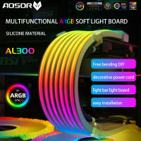 COOLMOON AOSOR AL300 Flexible Light Bar 24PIN 5V ARGB Aura Sync Neon Line Bendable Chassis Streamer Lamp Strip PC Case Decor