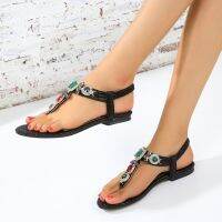 Hot sell Tops Summer Flip Flops Shoes For Women Wedges Buckle Strap Sandals Rhinestones Chains Ladies Shoes On Offer Women Footwear