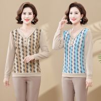 ❡☁▦ Middle-aged womens mother render new female 2022 middle-aged and old T-shirt unlined upper garment to spring the shirt jacket autumn small unlined upper garment