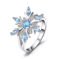 แหวนเซอร์คอนสำหรับผู้หญิงแหวนแหวนแหวนหมั้นเกล็ดหิมะสำหรับงานแต่งงานเครื่องประดับอัญมณีสวยงาม