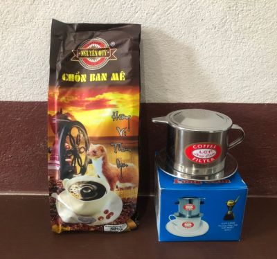 ชุดกาแฟ+แก้วดริป กาแฟ กาแฟขี้ชะมด กาแฟเวียดนาม (คั่วบด 500 กรัม) / แก้วดริปกาแฟ ขนาด 8Q (นำเข้าจากเวียดนาม)