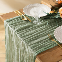 Semi-Sheer Table Runner Vintage Cheesecloth Gauze Table Setting Wedding Dining Party Christmas Banquets Arches Cake Decortion