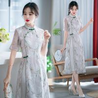 【 Bebo 】New Chinese Style Age-reducing Retro Daily Improved Cheongsam Dresses Plus Size Stand Collar Split Chic Elegant Woman Evening Dress