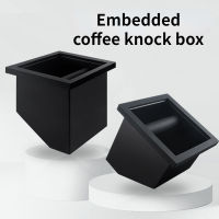 TEXCoffee Knock Box Shock-Absorbent Durable Grounds Disposal Bin Bottomless Embedded Oblique Mouth Stainless Steel Cafe Accessories