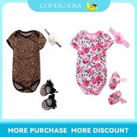 COD DSFERTEREERRE 3PCS Set Newborn Baby Boy Girl Clothes Summer Short Sleeve Leopard Floral