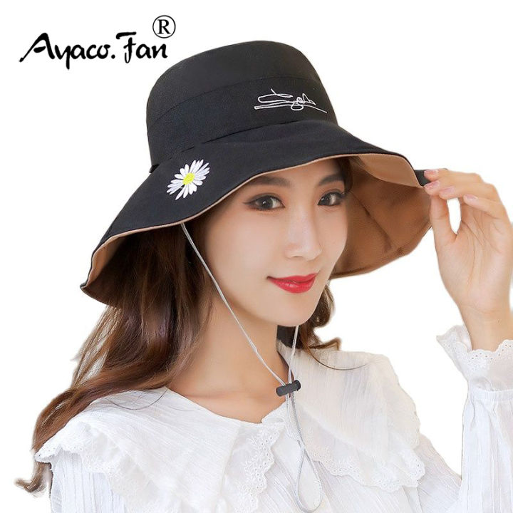 hot-bucket-hat-two-side-wear-unisex-bob-caps-daisies-embroidery-hip-hop-gorros-men-women-folding-panama-cap-beach-fishing-sunhat