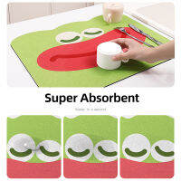 ห้องครัว Super ดูดซับสำหรับจานแห้งรูปแบบการ์ตูนฉนวนกันความร้อนกาแฟ Mat Washable Quick-Dry Drain Pad Bar Decor