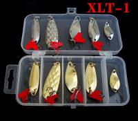 【hot】✤✑ 10PCS/Set Metal Spinner Set Gold Fishing with Treble Hooks Tackle Hard Bait