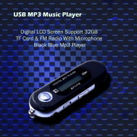 เครื่องเล่นเพลง MP3 USB ขนาดเล็กหน้าจอ LCD ดิจิตอลรองรับการ์ด TF 32GB และวิทยุ FM พร้อมไมโครโฟนเครื่องเล่น Mp3สีดำสีน้ำเงิน