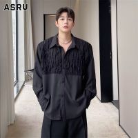 ASRV เสื้อเชิ้ตแขนยาวผู้ชายแฟชั่นเกาหลีพร้อมเสื้อเชิ้ตสีทึบหลวม