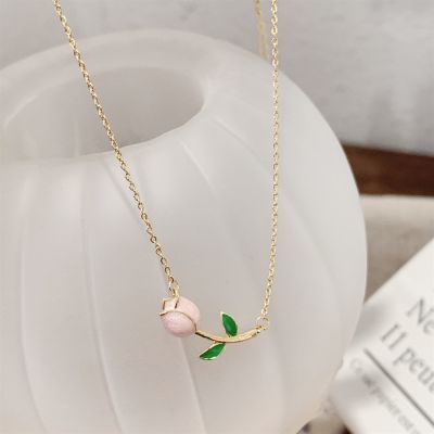 Vintage Elegant Tulip Pendant Necklace For Women Rose Crystal Zircon Tassel Clavicle Chain Choker Party Wedding Jewelry Gifts