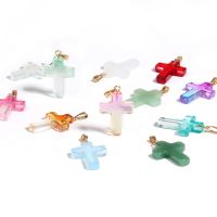 10pcs 18x25mm Gradient Czech Lampwork Crystal Glass Beads Cross Pendant Charms Jewelry For Handmade Necklace Earring Crafts Beads