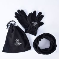 Champions league football fleece gloves scarf hat winter warm gloves training cycling running mask sports centers