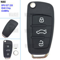 WALKLEE 434MHz Vehicle Remote Key 3 Buttons fit for Audi 8P0837220 8P0 837 220 for A3 S3 A4 S4 TT