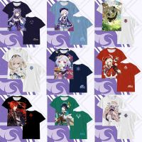 Genshin Impacto 3d Camiseta Manga Curta เสื้อยืดลําลองแขนสั้นพิมพ์ลาย 3D สําหรับแต่งคอสเพลย์