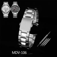 22 มม.ปลายโค้งสแตนเลสสำหรับ Casio สายคล้อง Swordfish MDV106 MTP-1374/1375 MDV-106 นาฬิกาสร้อยข้อมือชาย