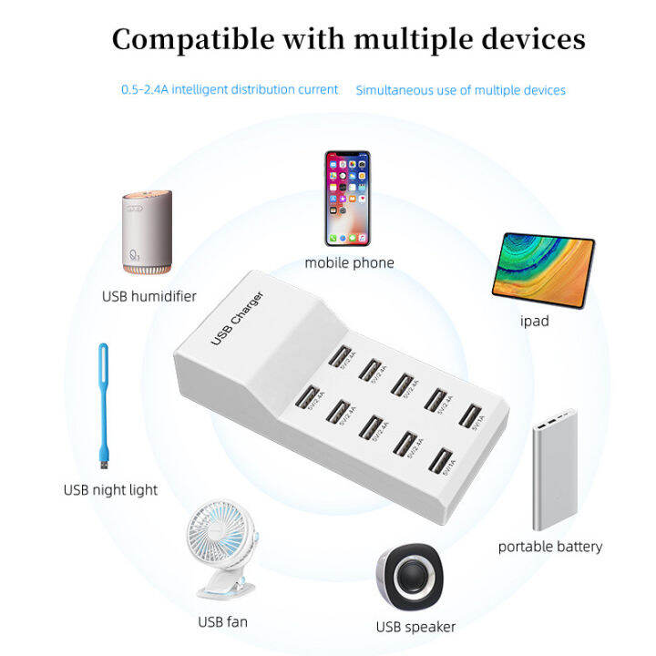 10พอร์ต50วัตต์10a-5โวลต์2-4a-usb-hub-ผนังไฟ-ac-ชาร์จแถบอะแดปเตอร์ท่องเที่ยวสหรัฐสหภาพยุโรปเสียบสำหรับ-ซัมซุง-xiaomi-ศัพท์มือถือ