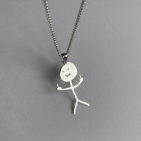 Fashion Hip Hop Fxck You Funny Doodle Pendant Necklace For Man Woman Stickman Middle Finger Rock Punk Necklace Party Jewelry Fashion Chain Necklaces