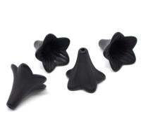 50Pcs Black Lily Flower Frosted Acrylic Beads 22x21mm(B14820)