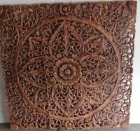 mandala wood carving panel 90 x 90 cm wall art decor asian art Thai wood home decor Asian art Thai woood Crafts Handmade ไม้แกะสลัก ไม้ฉลุ 90 x 90 เซนติเมตร