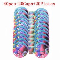 High Quality Party Decoration Trolls Theme 20pcs40Pcs Wedding Birthday Party Paper Cups Plates Party Supplies For 1020 People