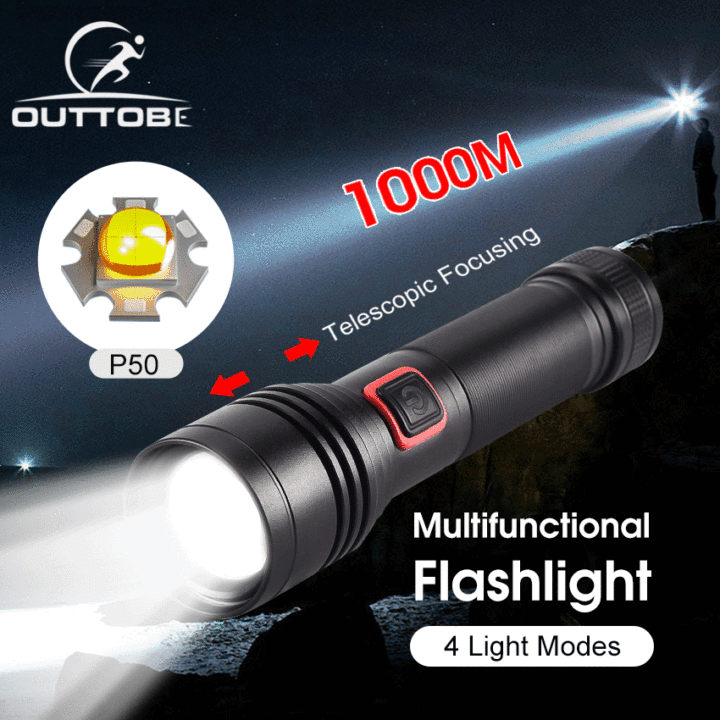 Outtobe Flashlight Multifunctional P50 Mini Torch Light White Laser Flashlight Super Bright