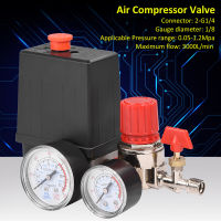 Air Compressor Pressure Valve 2-G1/4 0.05-1.2Mpa Small Air Compressor Pressure Switch Control Valve Regulator with Gauges