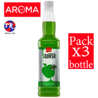 Aroma SQUASH Green Apple น้ำผลไม้เข้มข้น รสกรีนแอปเปิ้ล 730มล. แพ็ค 3 ขวด