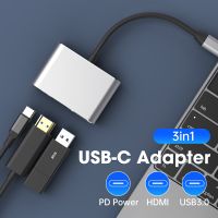 Type-c HUB USB C To HDMI-Compatible Splitter USB-C 3 IN 1 4K HDMI USB 3.0 PD Fast Charging Smart Adapter For MacBook Dell Huawei USB Hubs