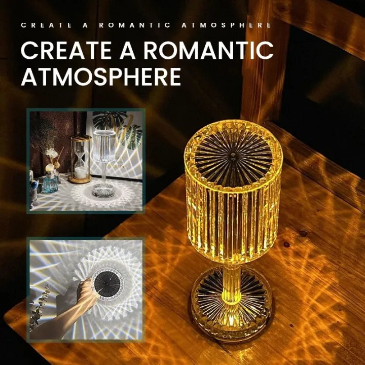 Touching Control Gatsby Crystal Lamp USB Charging Touch Remote Control Dimmable RGB 16 Colors