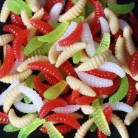 【hot】✹☾♙ 50PCS Fishing Lifelike Worm Maggot Grub Soft Bait Silicone Artificial Earthworm Baits Smell Shrimp Additive Bass Carp