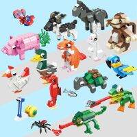 【CW】 1Pc Mini Animal BlockChameleon Frog Parrot Spider Snail Goat Monkey Building Brick Toys For Children