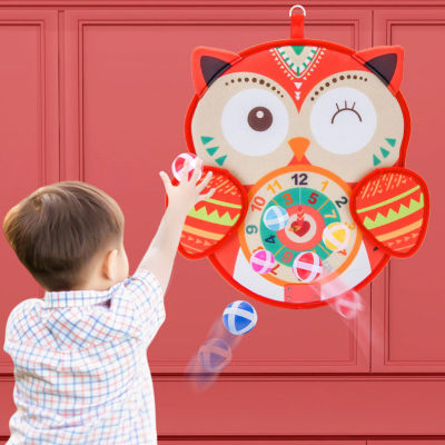 Childrens Owl Dart Target Double-sided Shooting Sticky Ball Throwing Disc Basketball Stand Indoor Parent-child Interaction Toys