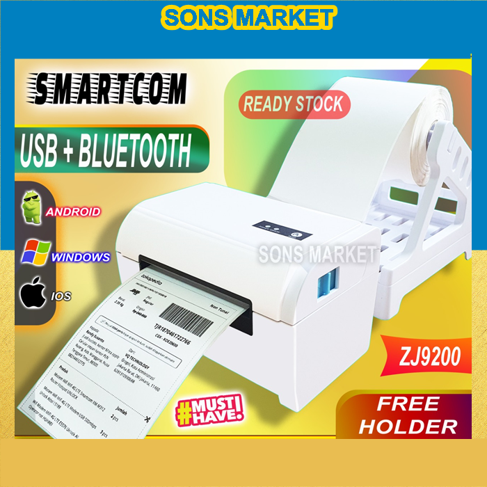 Paket Printer Label Alamat BLUETOOTH ZJ9200 ZJ 9200 + 1 ROLL Kertas