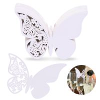 【LZ】✹✲❀  Butterfly Name Place Card Wine Glass Cup Cartão de papel para casamento Decoração de aniversário Table Event Party Supplies Baby Shower 50Pcs