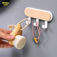 ShiningLove SUPO Depot - Wall Hook Household Hanger Wood Decoration with Self Adhesive Sticker Nail Free - White Series